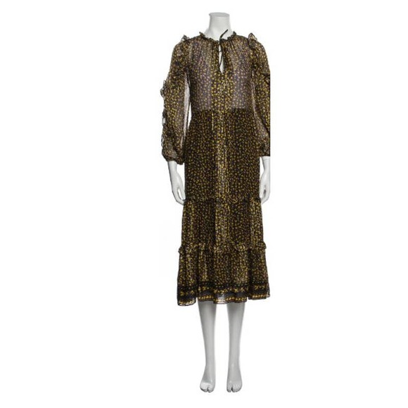 Ulla Johnson Fantine Silk Midi Floral Ruffle Tiered Dress Size 4 New with Tags - Picture 5 of 8